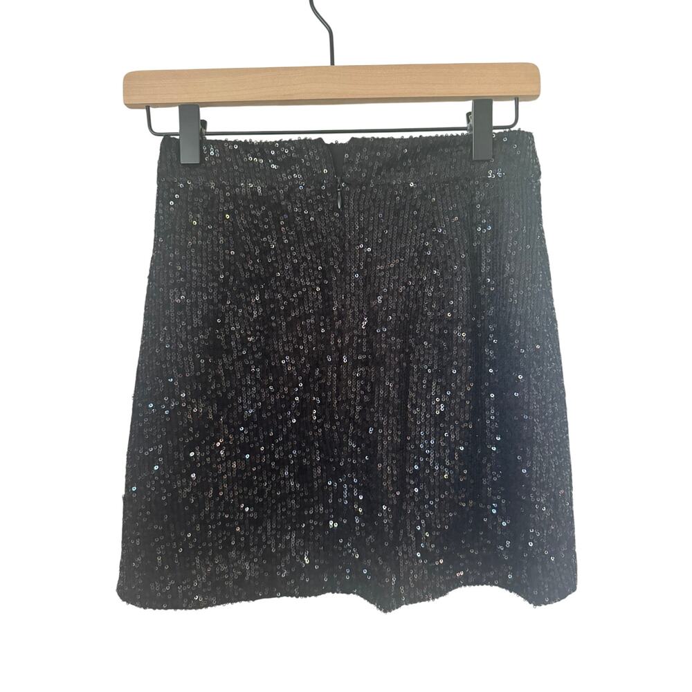 NWT French Connection Black Sequin Mini Skirt US 0 Party Club - Picture 2 of 8
